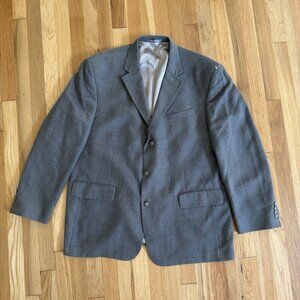 Oscar de la Renta Jacket Brown Blue Houndstooth Check 100% Wool Silk Blazer 48R